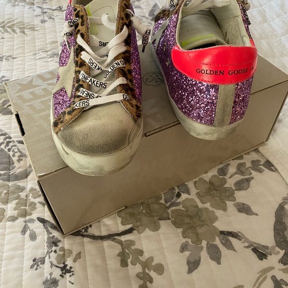 Super-Star sneakers with pink glitter and leopard-print pony skin inserts - Picture 13 of 13